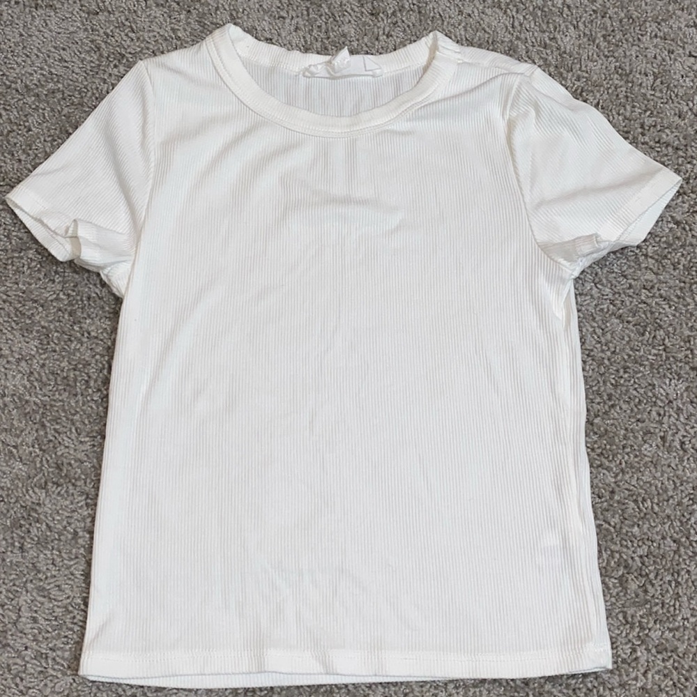 White Ribbed T-Shirt